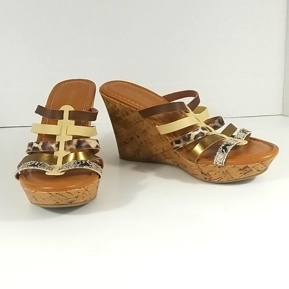 LANE BRYANT ANIMAL PRINT STRAPPY WEDGE SIZE 9W - Picture 2 of 9